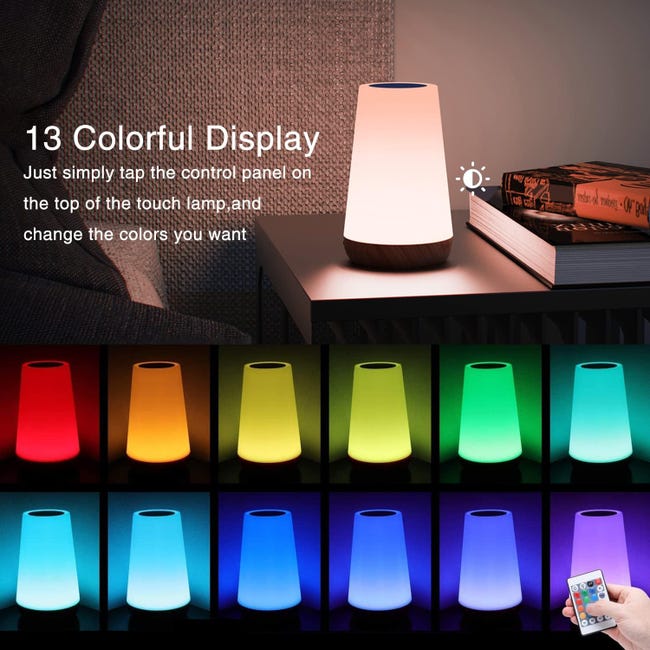 Veilleuse LED,Lampe de Chevet,Lampe Nuit Colorée Toucher,Télécommande Veilleuse LED,Lampe de Chevet,Lampe Nuit Colorée Toucher,Télécommande