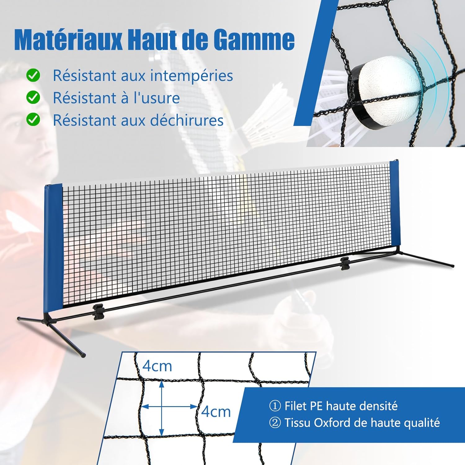 Rete Da Tennis Pieghevole - Portatile Per Badminton, Pallavolo E Beach Tennis - Foto 5