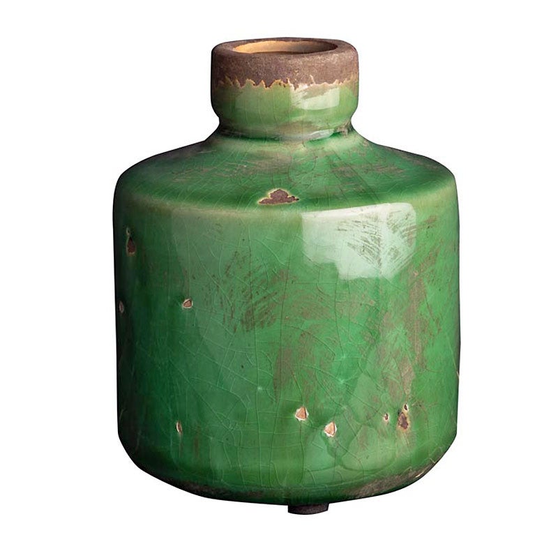 Vase bouteille vert olive 14x11cm - 3