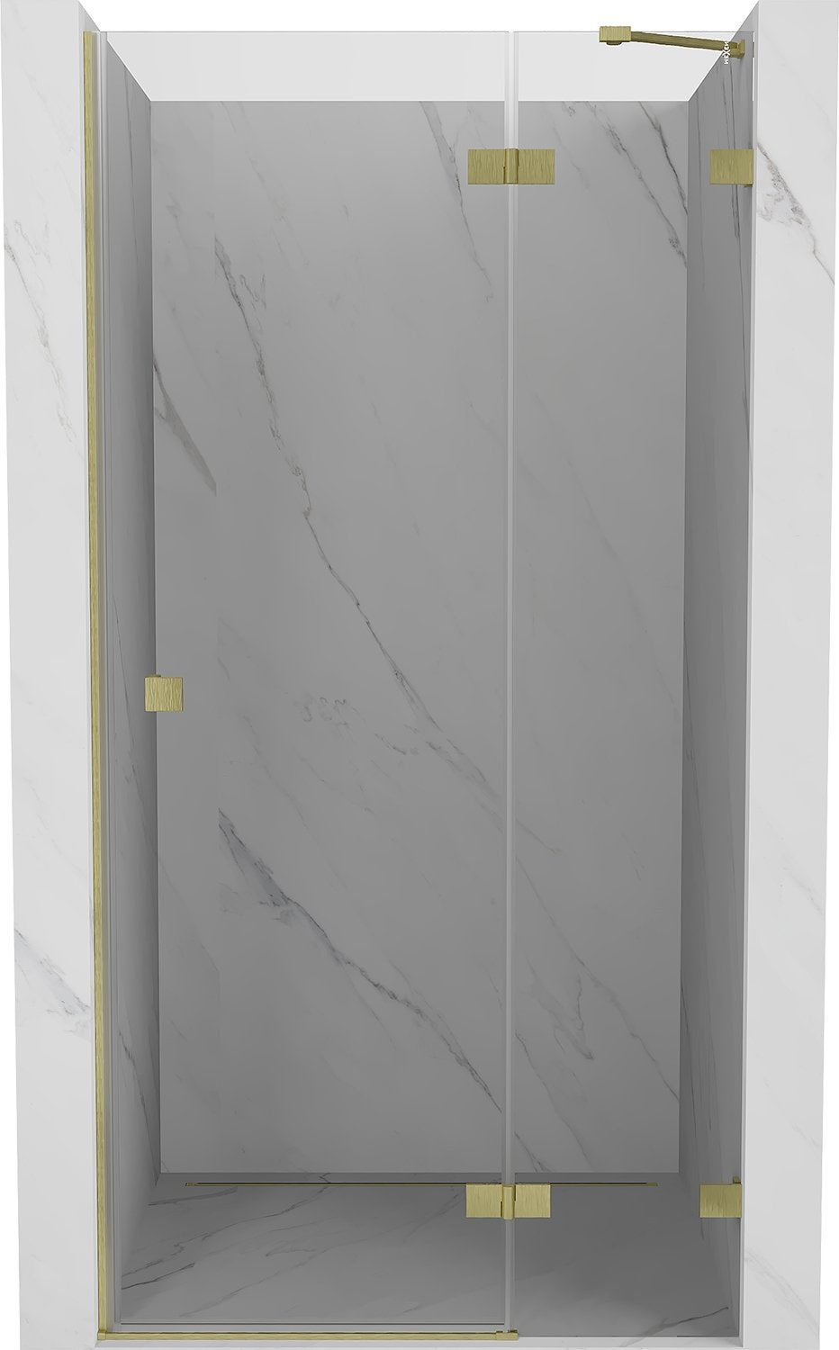 Mexen Lunar drzwi prysznicowe uchylne prawe 90 cm, transparent, złote szczotkowane - 834-090-000-55-00-P