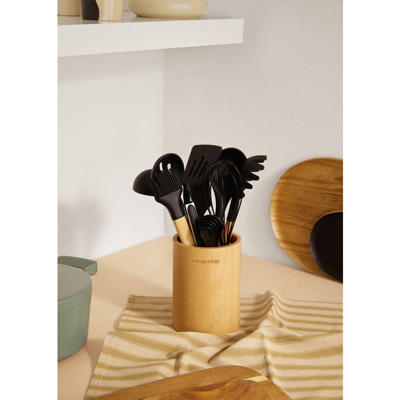 KITCHENWARE STUDIO - Zestaw akcesoriów kuchennych wykonanych z silikonu e drewna