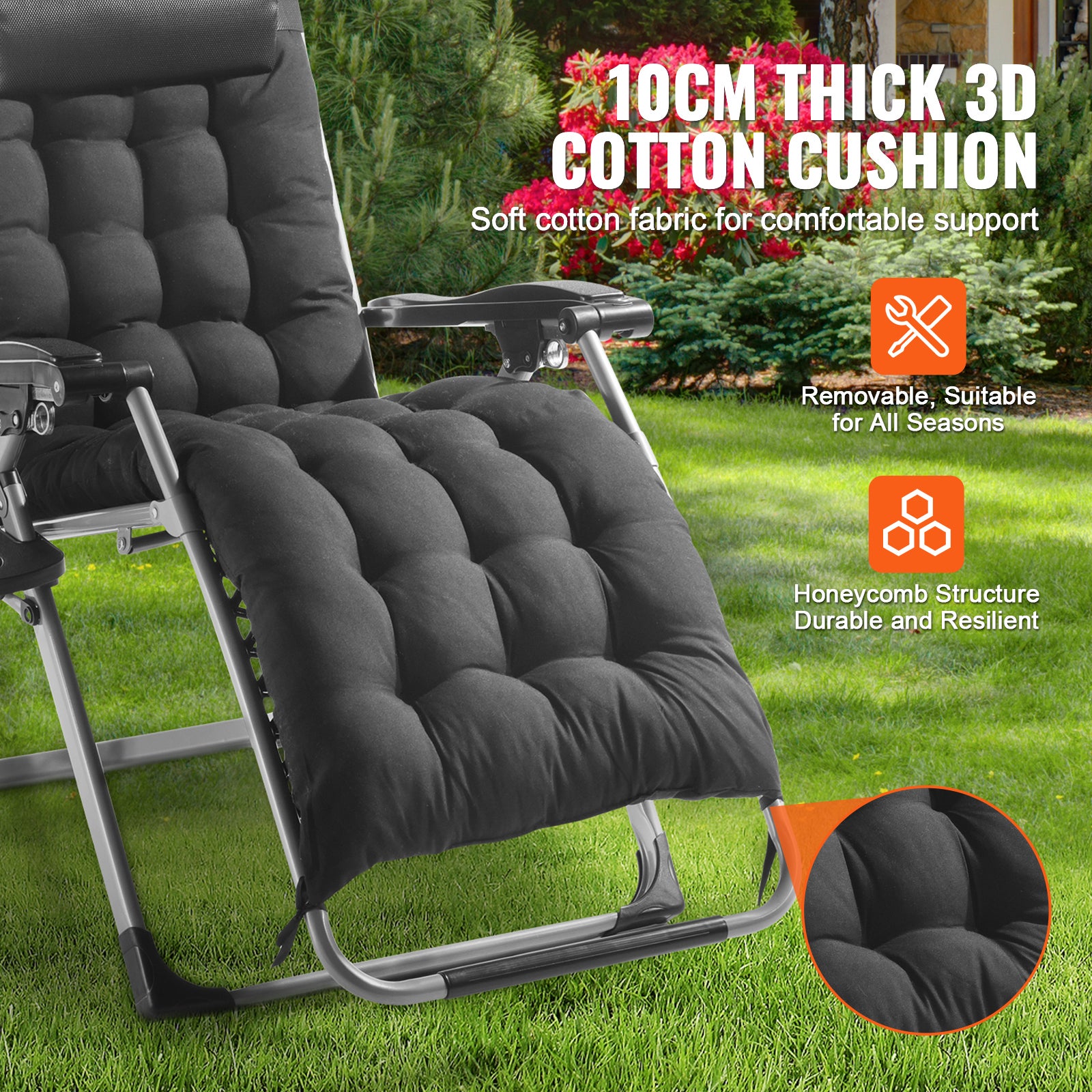 Fauteuil de jardin sans coussin None en Aluminium Noir - 6