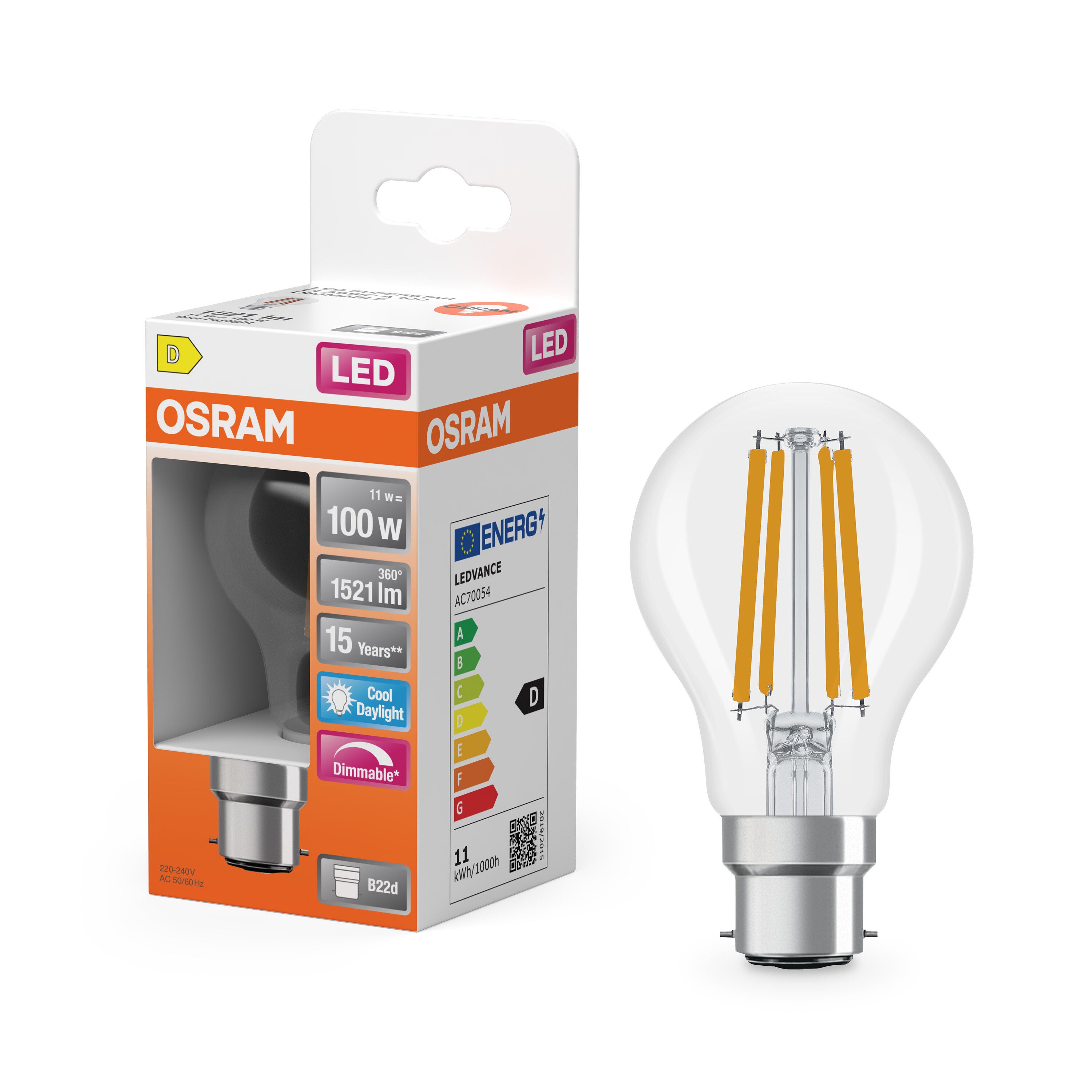OSRAM Lampe LED Superstar Classic A100 11 W 865, lumière du jour 6&nbsp;500 K, B22d, transparente, 1&nbsp;521 lm, 15&nbsp;000 h, intensité variable - 4