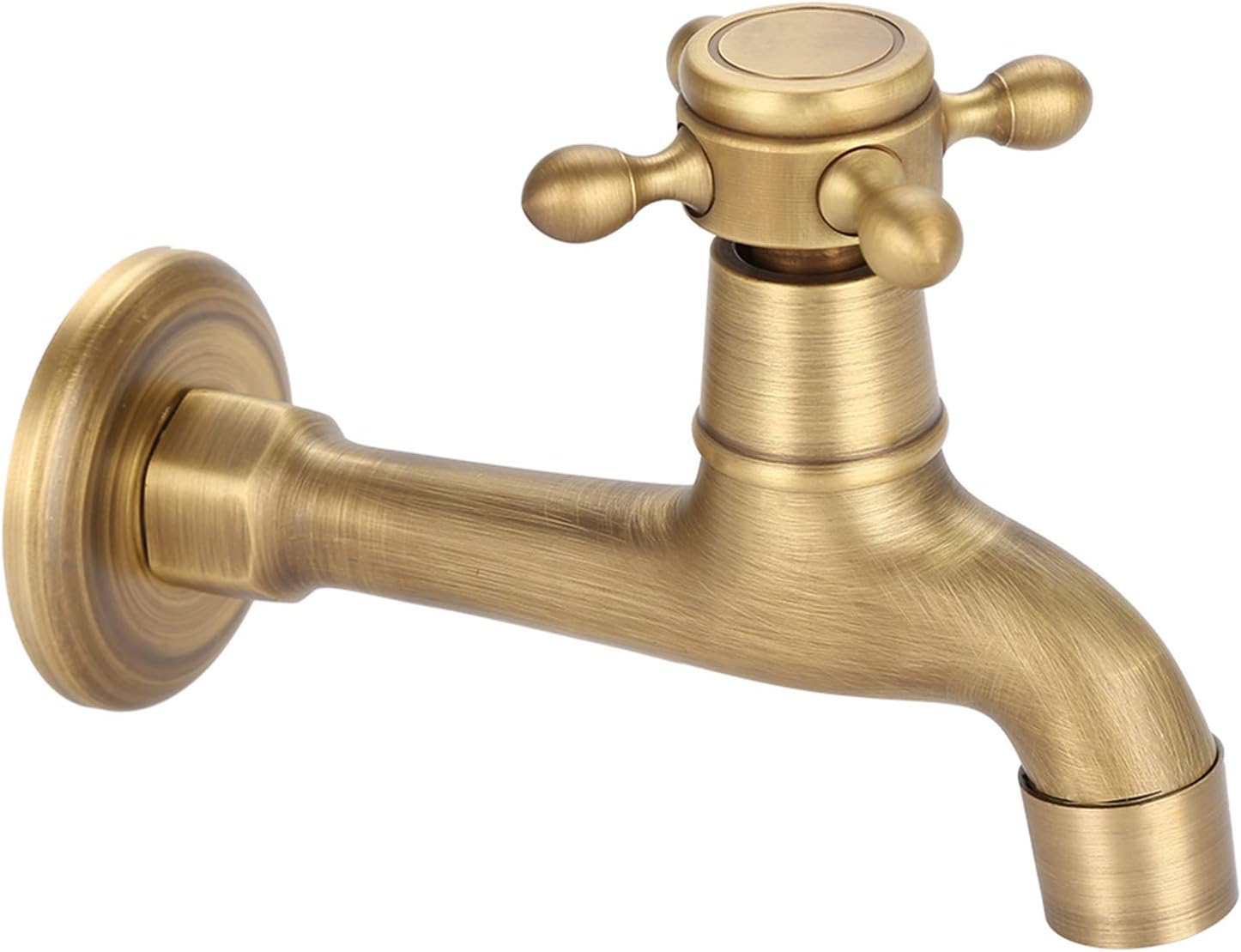 Wintage'owa bateria ścienna, polerowany mosiądz, prosta bateria do zimnej wody, bateria do mopa basenowego do zlewu z kontrolą wody