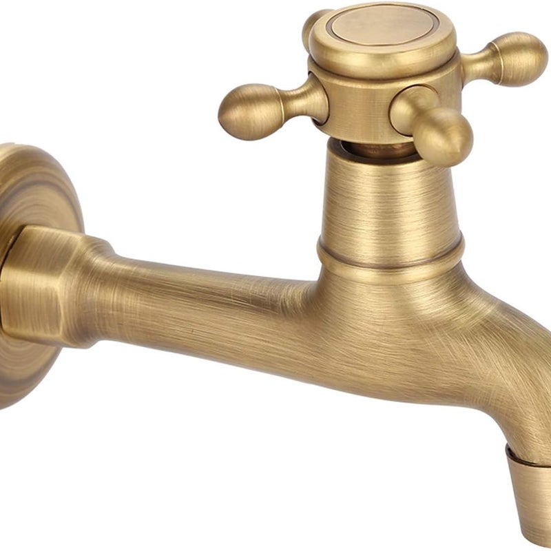 Wintage'owa bateria ścienna, polerowany mosiądz, prosta bateria do zimnej wody, bateria do mopa basenowego do zlewu z kontrolą wody