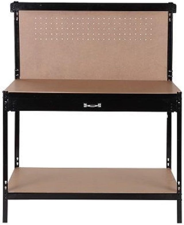 Banco da Lavoro Officina Garage in Acciaio MDF Utensili Chiavi con Parete Attrezzi Cassetto Mensola