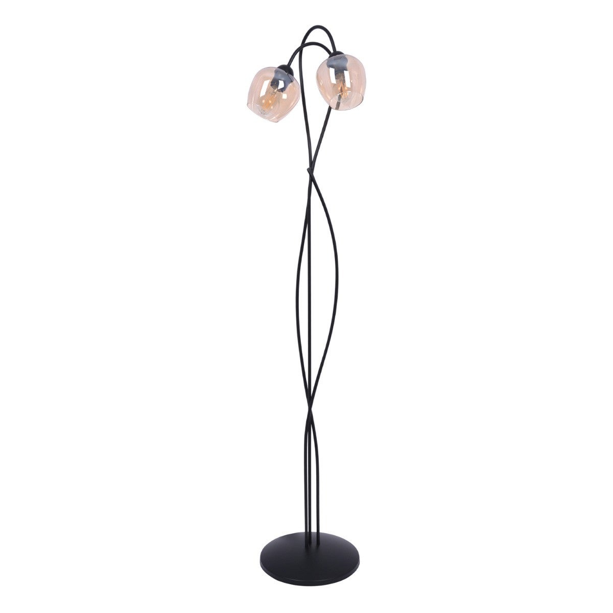 Lampa podłogowa stojąca Amos czarno-bursztynowa 2xE27x60W wym: 156 x 30 x 30 cm metal Kaja