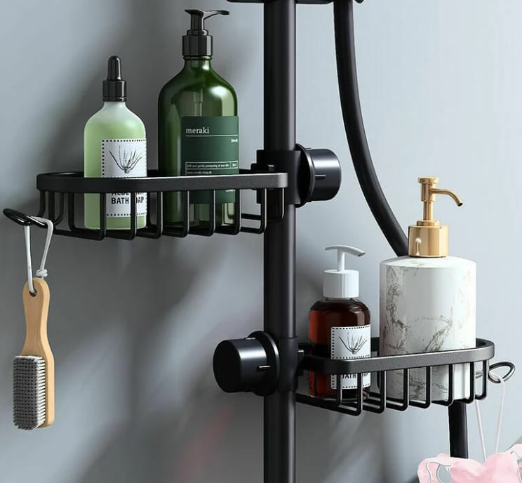 YEAPUPE PRO - Mensola per doccia senza foratura, set da 5 scaffali da bagno, con 2 mensole angolari, portasapone, portaspazzolino e cestello, mensola da parete autoadesiva, colore nero YEAPUPE PRO - Mensola per doccia senza foratura, set da 5 scaffali da bagno, con 2 mensole angolari, portasapone, portaspazzolino e cestello, mensola da parete autoadesiva, colore nero