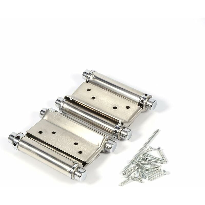 Cerniere A Molla Doppia Azione In Acciaio Inox, 2 Pezzi 100 Mm Con Viti E Chiave Regolazione – Per Porte Bar E Ante Battenti
