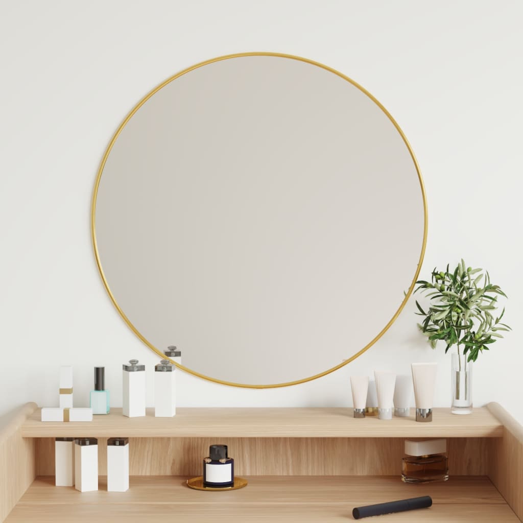 Specchio Muro Oro Ø 60 cm Rotondo – Design Minimalista in Vetro con Cornice in PVC per Camera da Letto, Soggiorno e Altro - 2