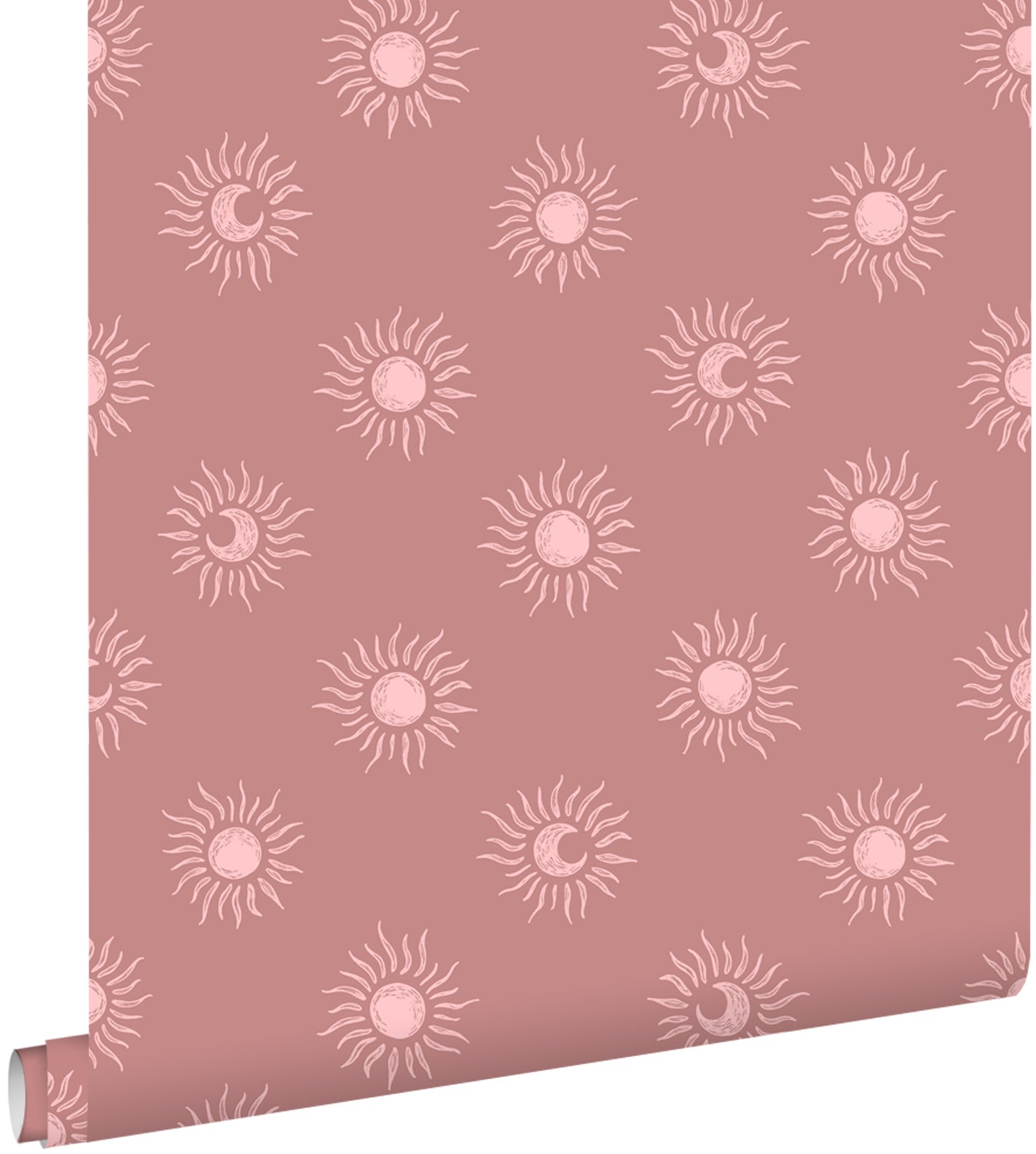 Tapeta małymi słońcami starego różu - 50 x 900 cm - ESTAHOME