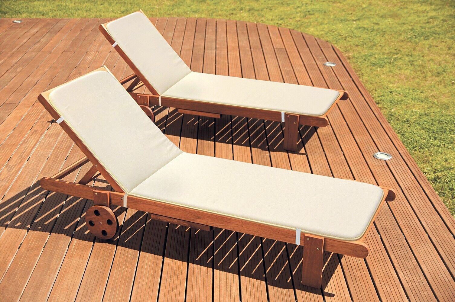 Coussin de Chaise Jardin Housse de Fauteuil Chaise Longue Pliant Doux Écru - 3