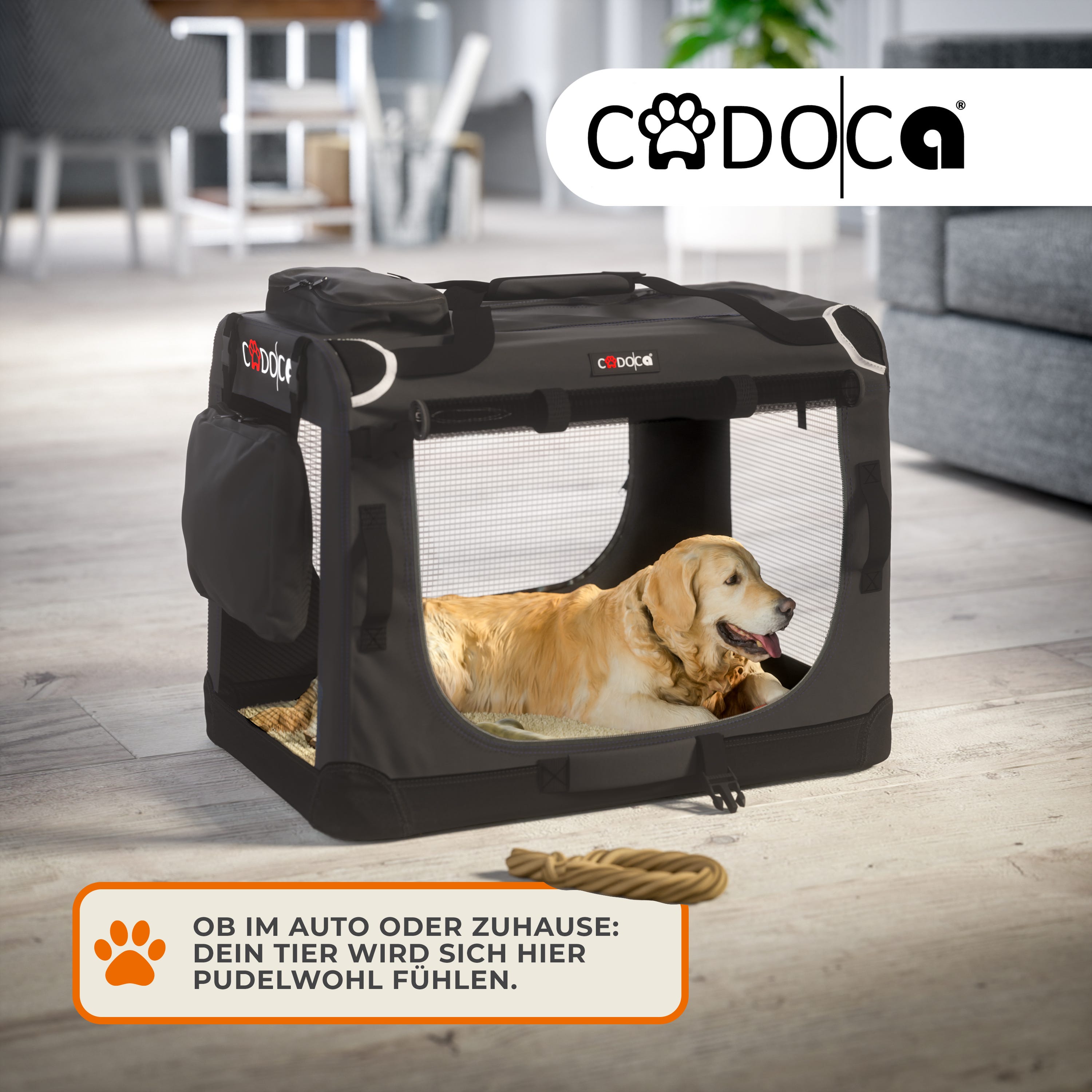 CADOCA® Cage de transport L Anthracite pour animaux chien chat