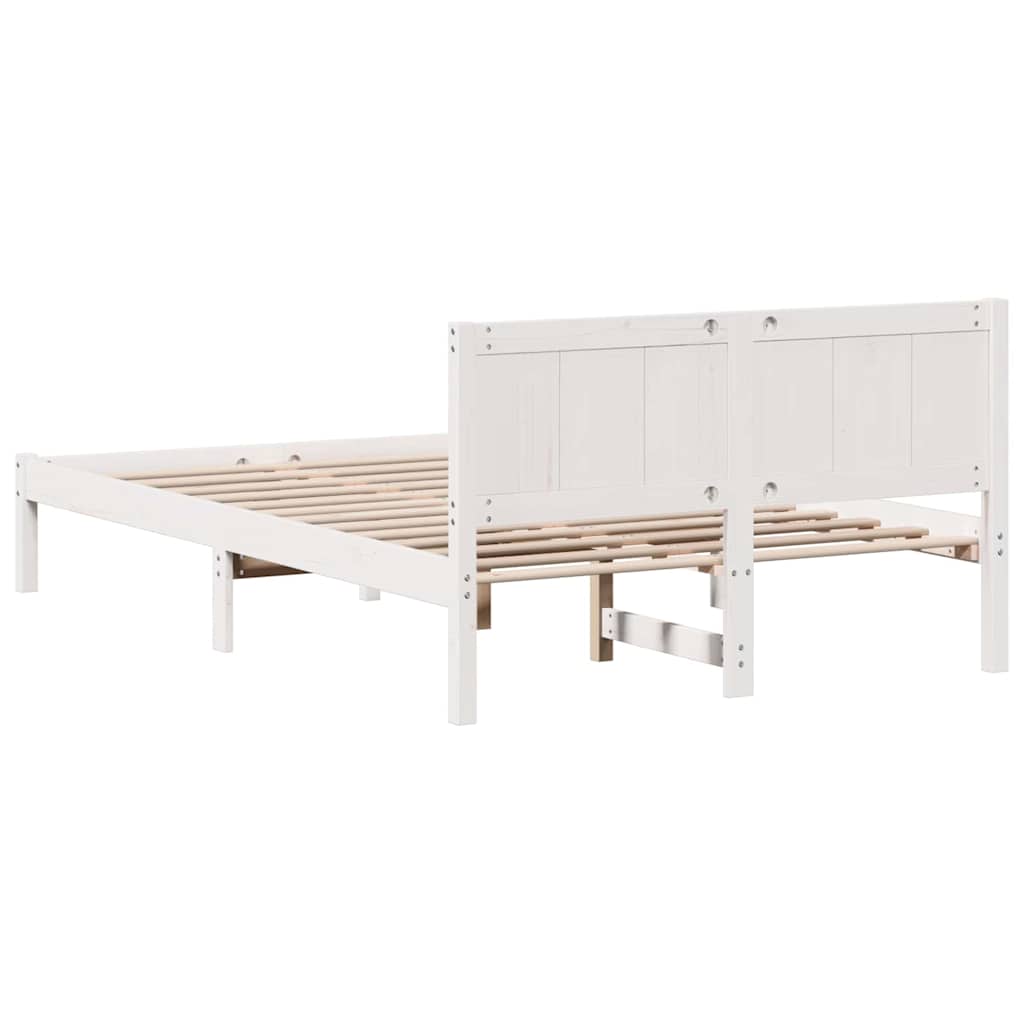 Cadre de lit en bois de pin massif blanc, pour la chambre, 120 × 190 cm - 7