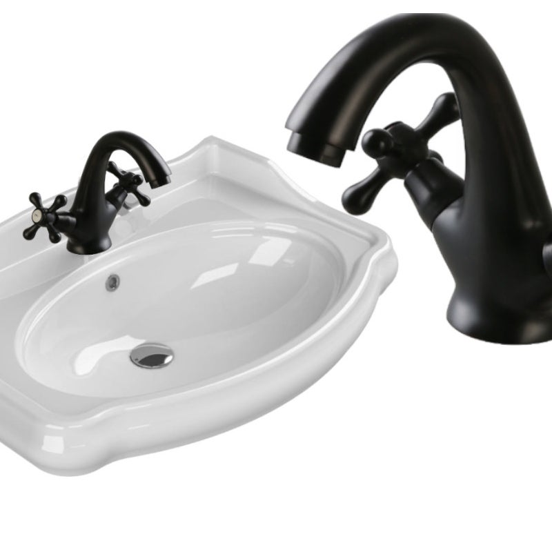 Umywalka 80x54 cm RETRO ceramiczna , biała CeraStyle +BATERIA RETRO BLACK