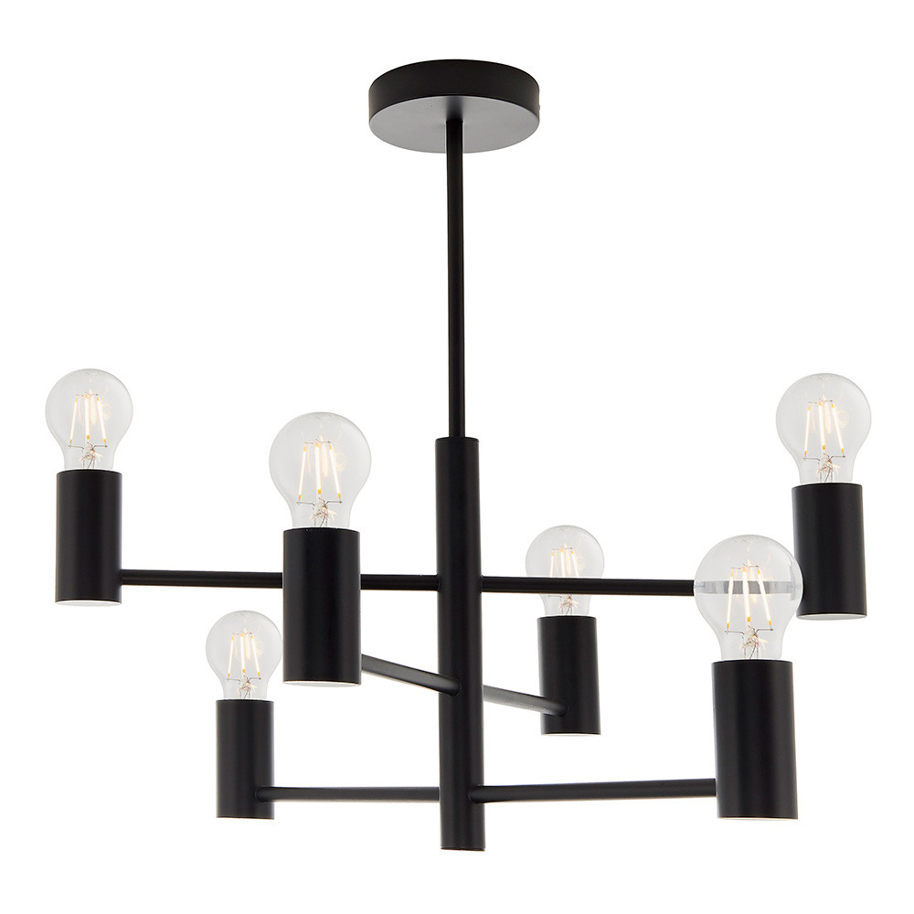 Lampa sufitowa asymetryczna STUDIO czarna matowa 6xE27x40W metal wym:53,4x55,3x55,3cm IP20 Endon