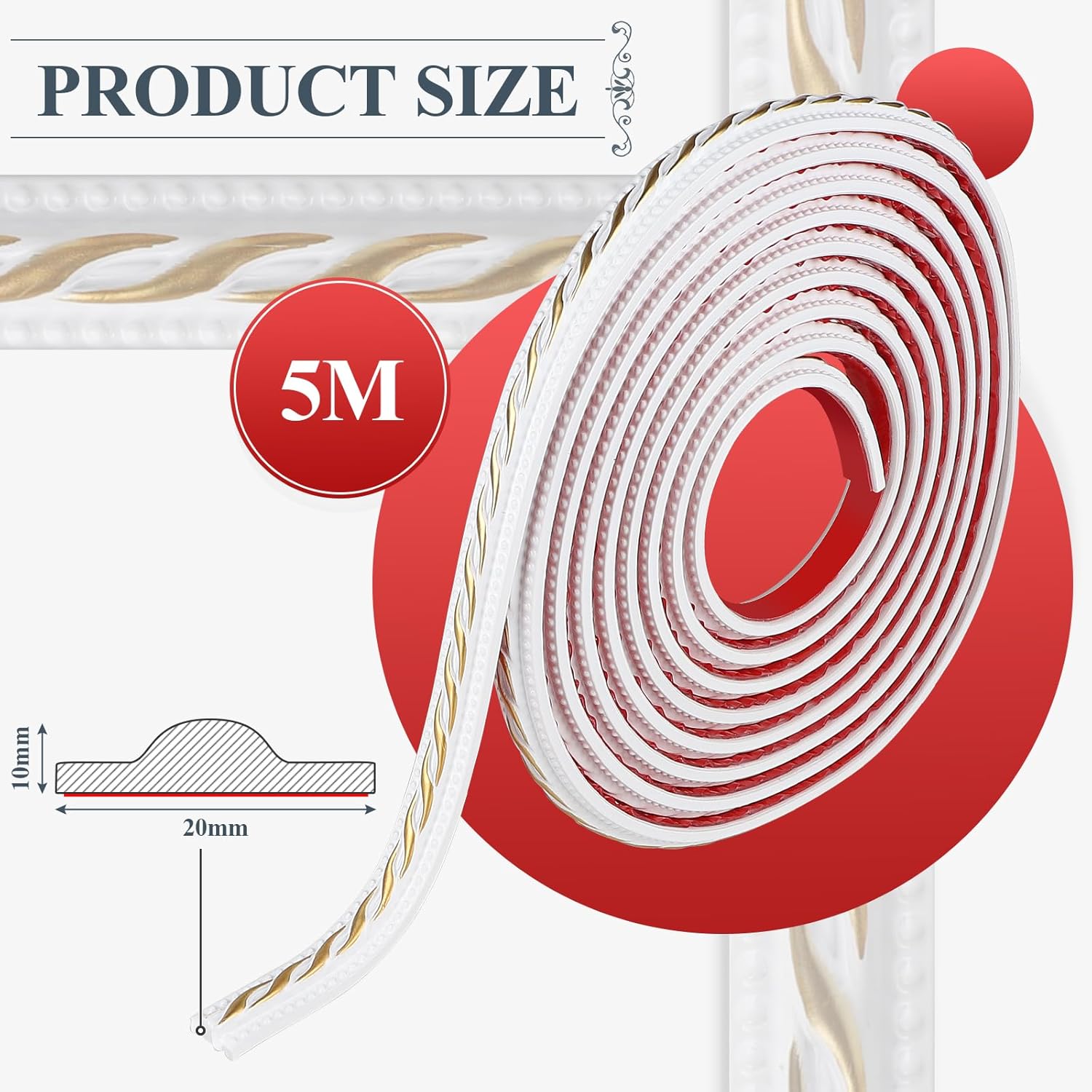 Molduras Flexibles Autoadhesivas - 5m X 1.5cm, PVC, Para Decoración De Paredes, Espejos Y Muebles