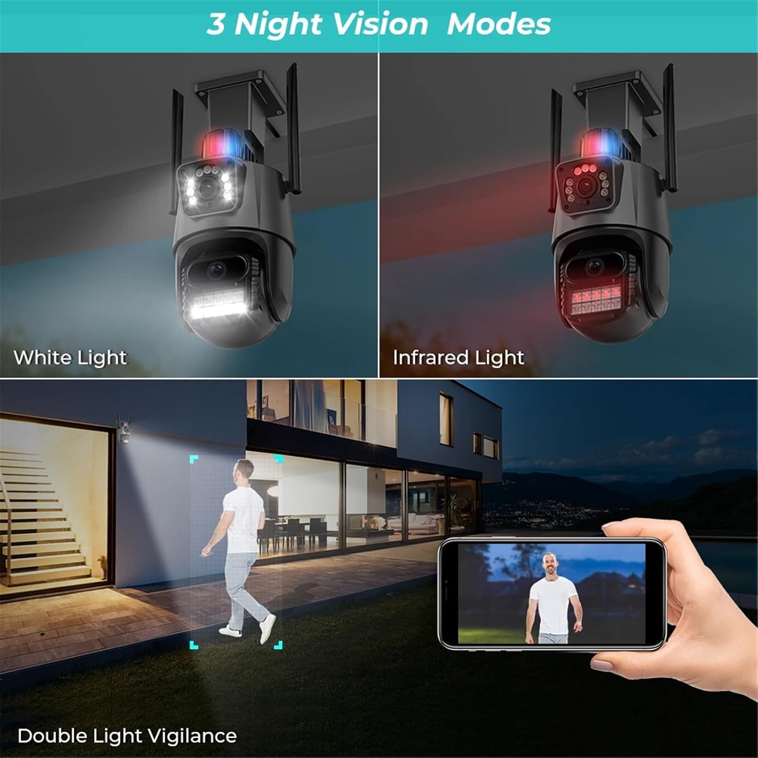 Caméra de sécurité, Caméra IP 4MP 4K Double Objectif écran Couleur ...