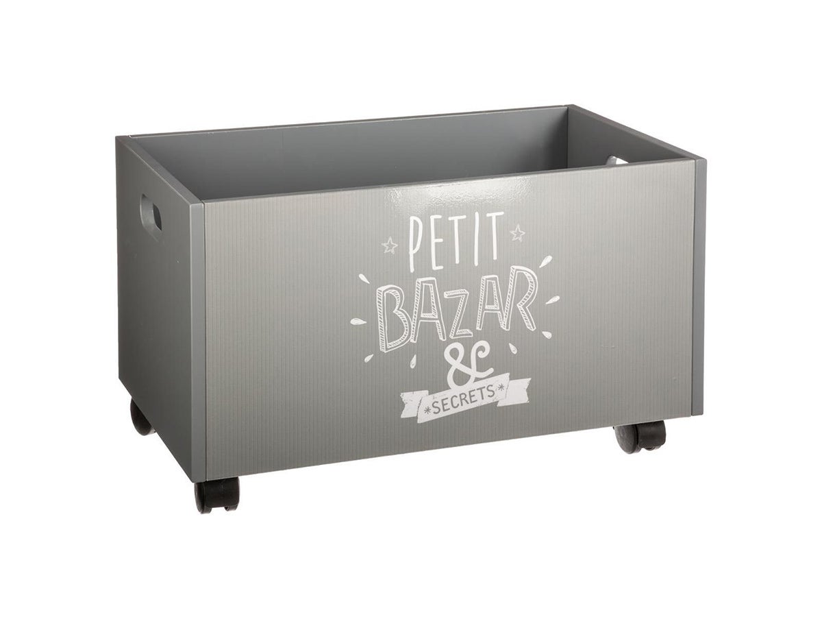 Box In Legno Su Rotelle Per Bambini Colore Grigio E Bianco Leroy