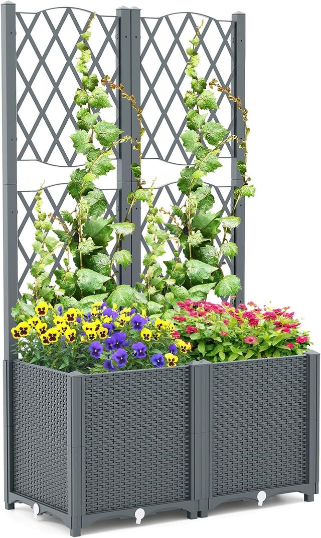 Set De 3 Jardinières Rectangulaires Droit Jardin – Gris Foncé Élégant Et Moderne