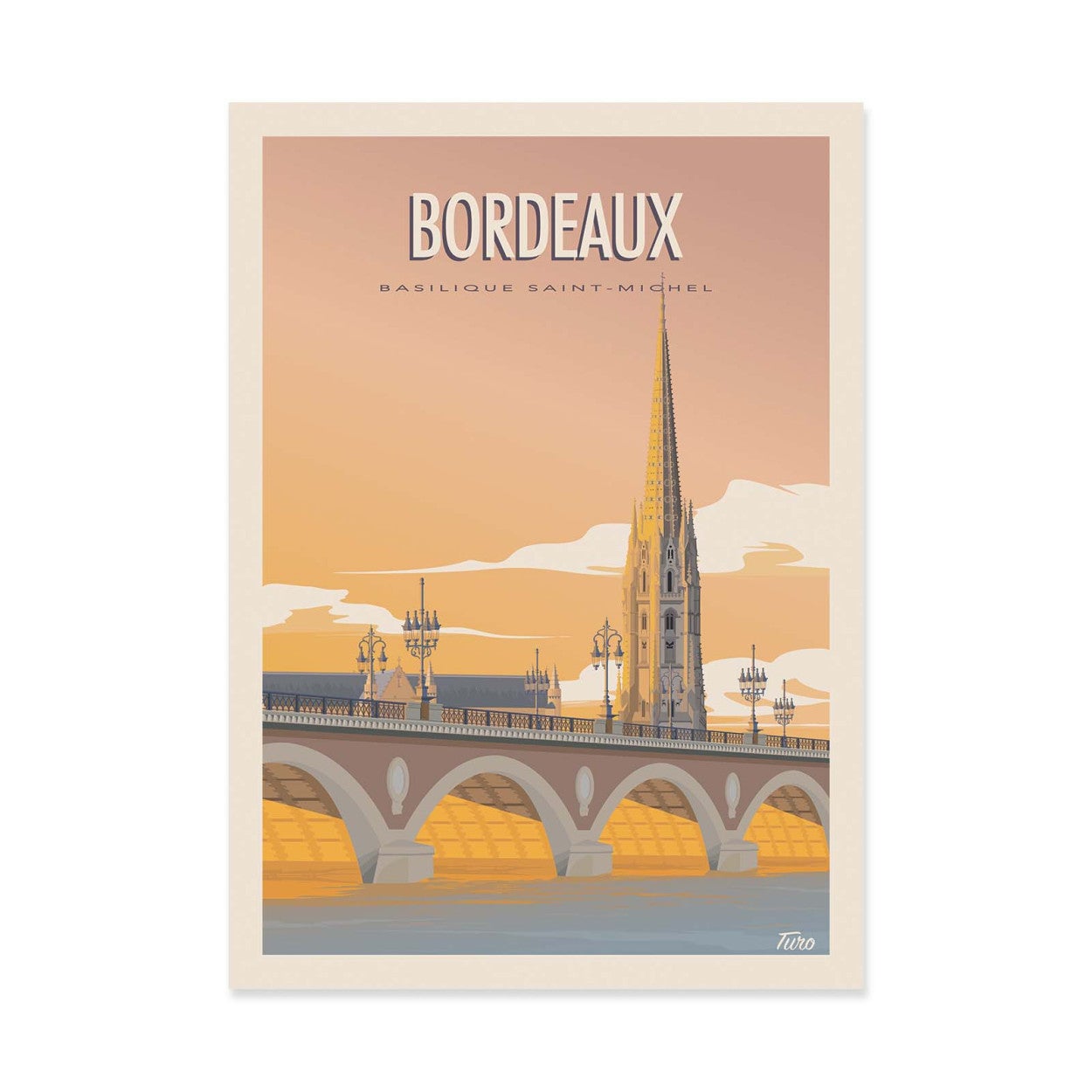 Affiche BORDEAUX - La Ville, Illustration d'Art 50x70cm