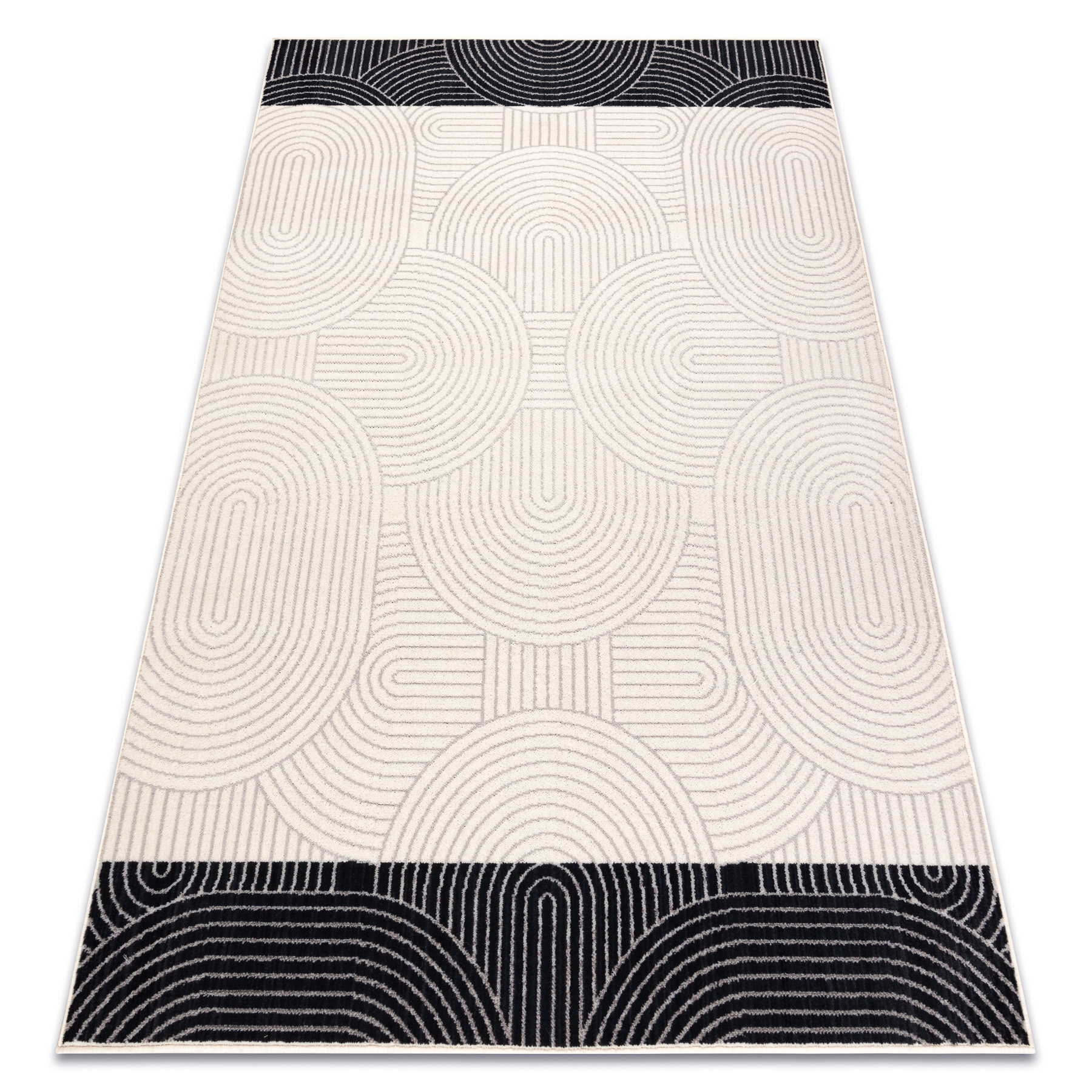 Alfombra wool angel 7901 / 52044 geometric beige / negro 80x150 cm