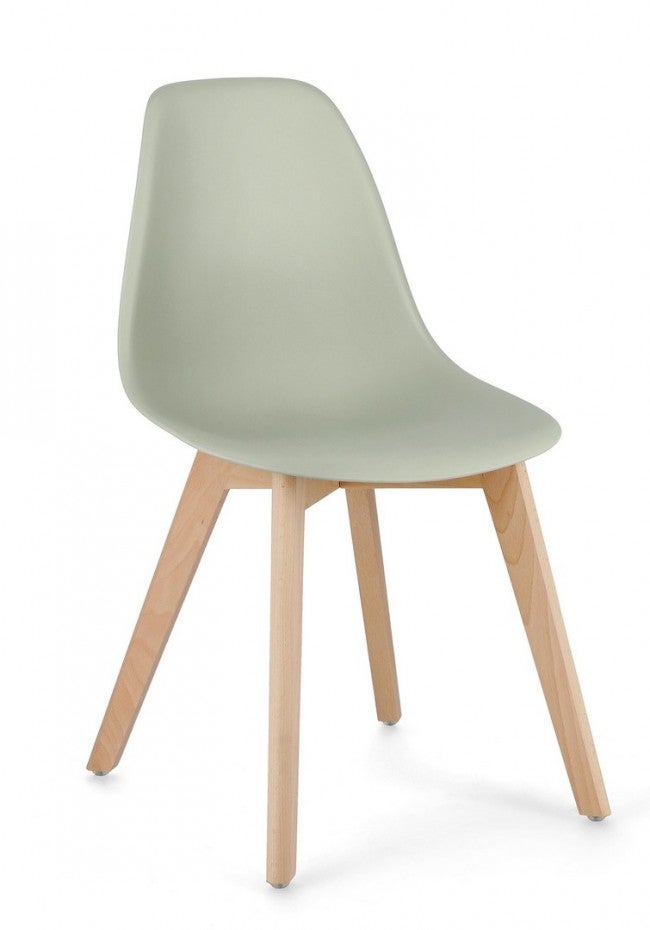 Zestaw 6 krzeseł do jadalni z drewna bukowego i polipropylenu, kolor zielony