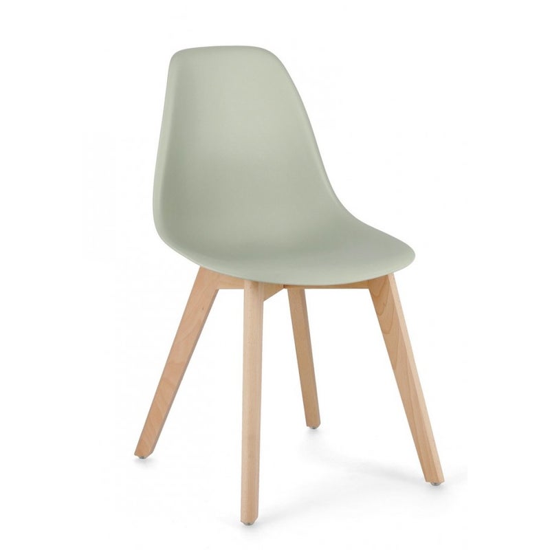 Zestaw 6 krzeseł do jadalni z drewna bukowego i polipropylenu, kolor zielony