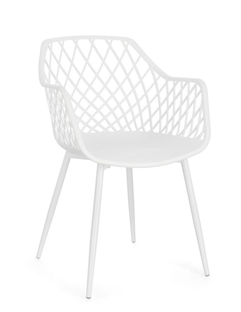 Zestaw 2 krzeseł do jadalni ze stali i białego polipropylenu