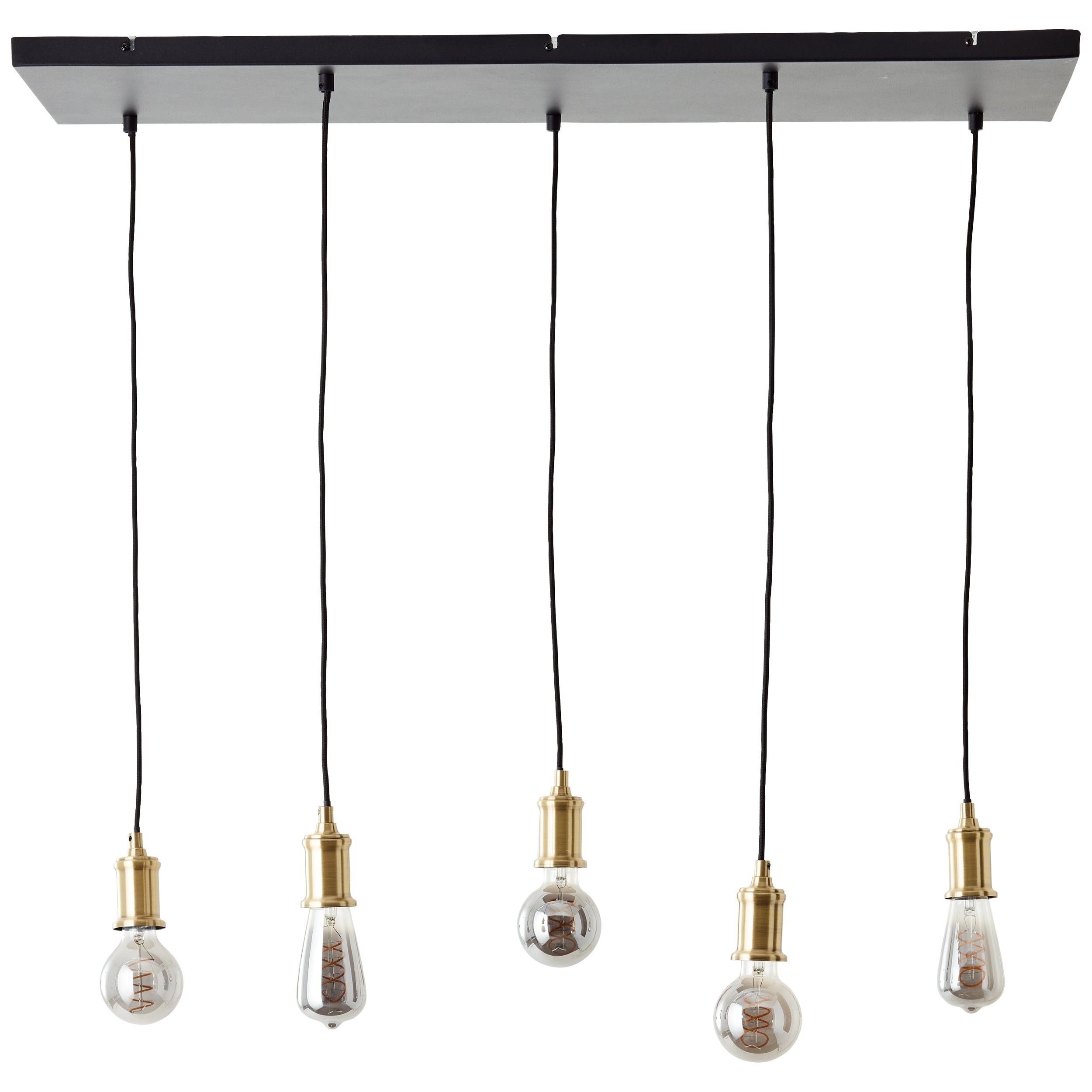 Darcia błyszcząca lampa wisząca 5 żarówek czarny metal/czarne drewno 5x A60, E27, 60 W - 2