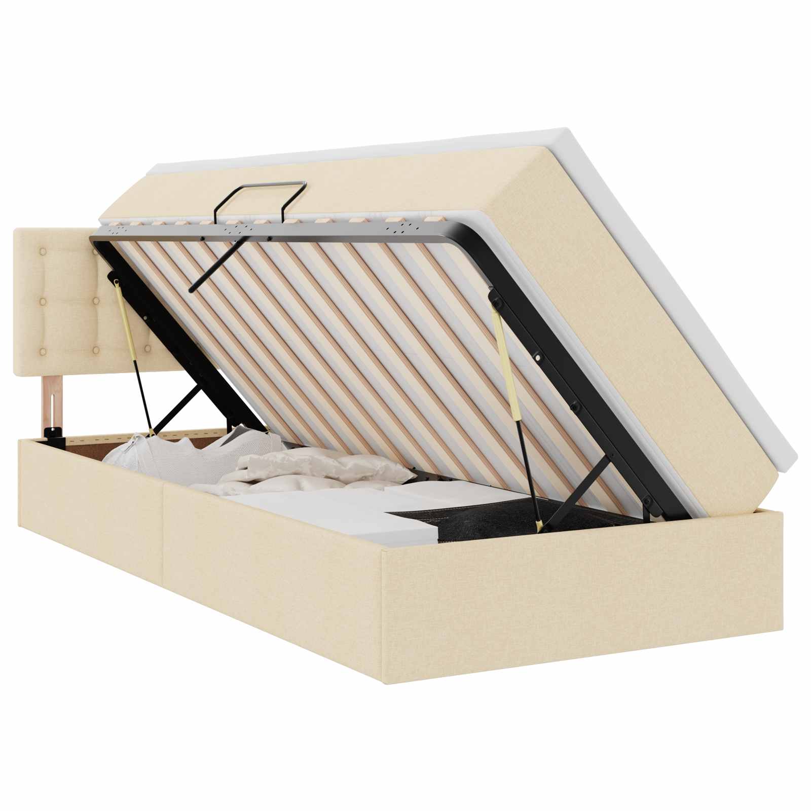 Lit avec rangement et matelas crème 90 x 200 cm velours - 2