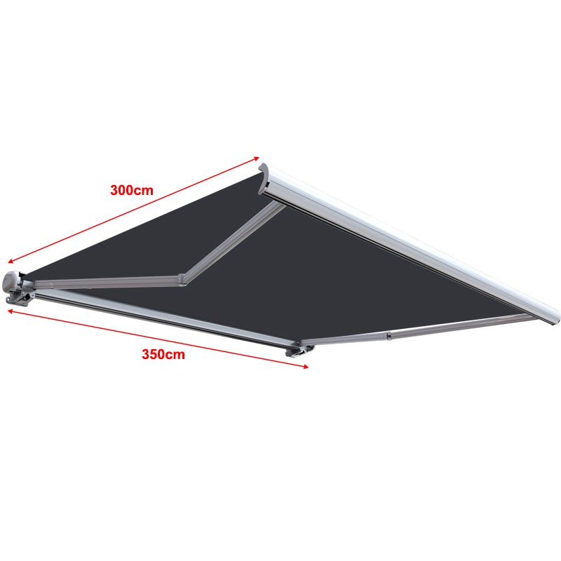 Store banne coffre intégral 3,5 x 3 m motorisé et manuel extérieur pour terrasse - Gris anthracite - 2