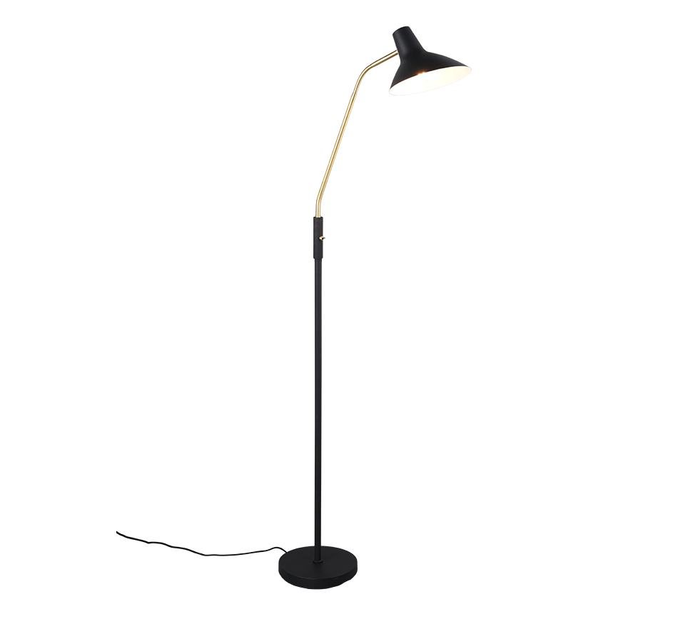 Lampa podłogowa stojąca Traveller czarno-mosiężna 1xE27x10W wym: 145 x 58 x 23 cm metal Trio