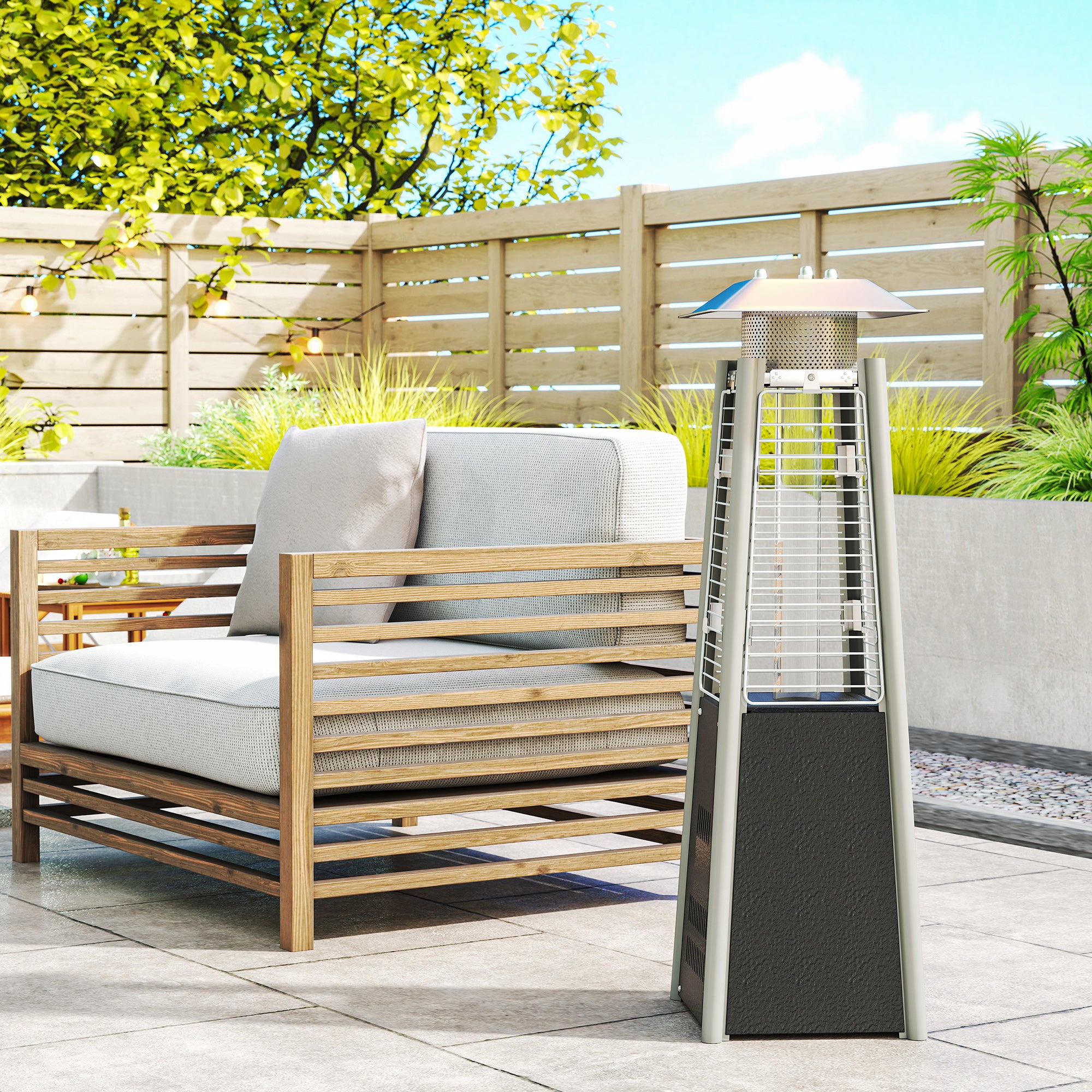 Estufa Gas Exterior Outsunny Aluminio, Acero Inoxidable Bronce 23x23x89 cm 842-393V40DR - 5