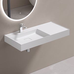 Doporro Meuble De Salle De Bain Blanc Mat Ensemble De 2 Pièces Meuble Avec Lavabo 120cm Design Deep Avec 2 Tiroirs