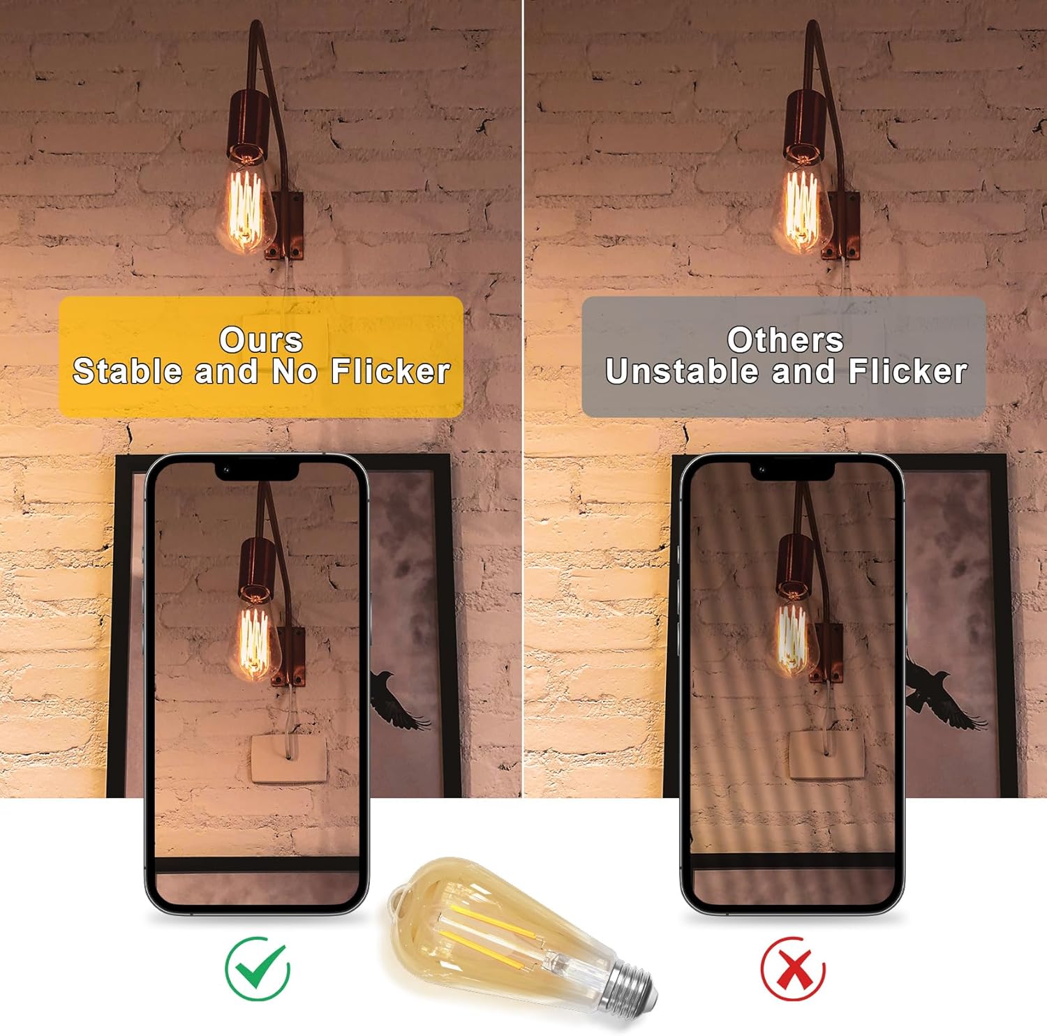 COMELY Ampoules LED Filament ST64 Ambre 4W E27, Lot de 6, Lumière Chaude 3000K, Ampoule Vintage Déco pour Suspension, Plafonnier et Lampe Intérieure - 5