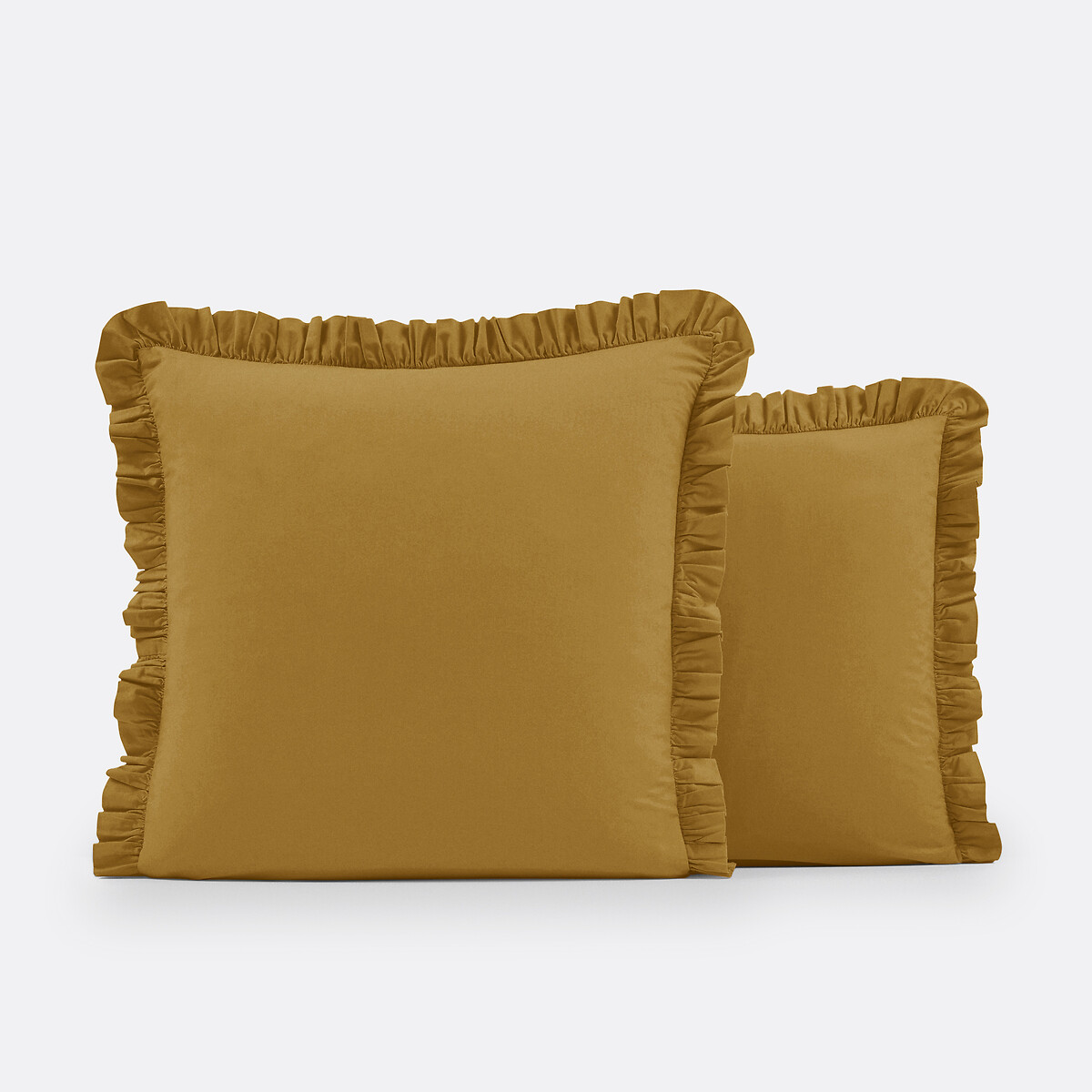 Taie d'oreiller à volant en coton lavé, Scenario - Bronze - 63 x 63 cm | Leroy Merlin