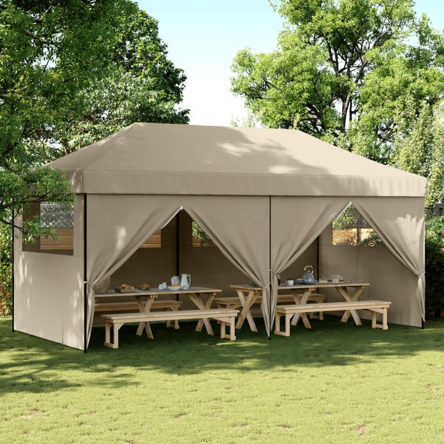 Tenda reception pieghevole e retrattile 4 pareti laterali color talpa