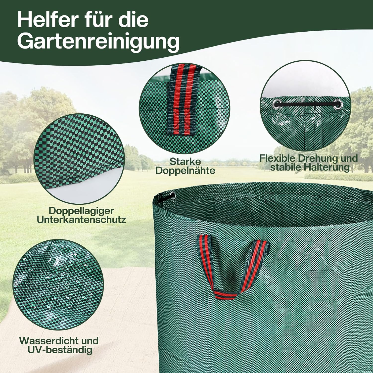 Sac Jardin Déchets Verts Résistant, 2 x 500 l, Pliables et Réutilisables, en Polypropylène Robuste (PP) - 3