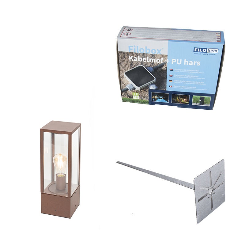 Przemysłowa stojąca lampa zewnętrzna rdzawy brąz 40 cm IP44 - Charlois