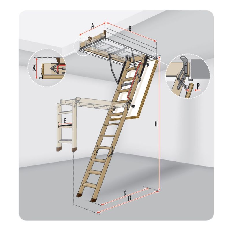 Escalier escamotable LWZ Plus Fakro - Fakro 70 x 140 cm - H : 280 cm - 5