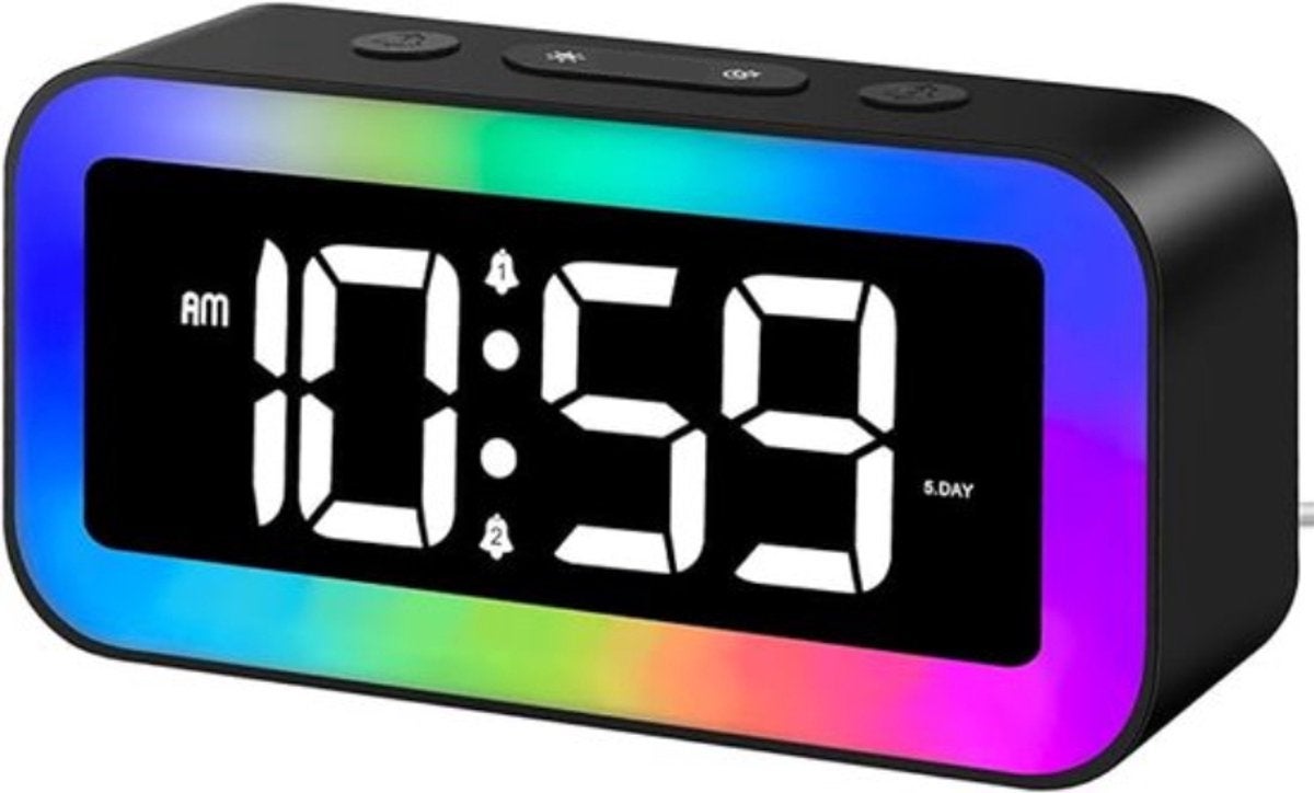 Ceas deșteptător digital RGB pentru copii, noptieră pentru adulți, ceas deșteptător dublu, cronometru de somn