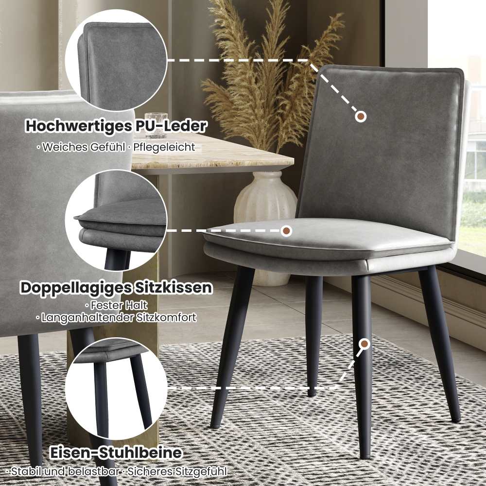 Lot De 6 Chaises De Salle à Manger – HWC-O77 – Tissu Chenille Gris-bleu – Pivotantes – Neuves