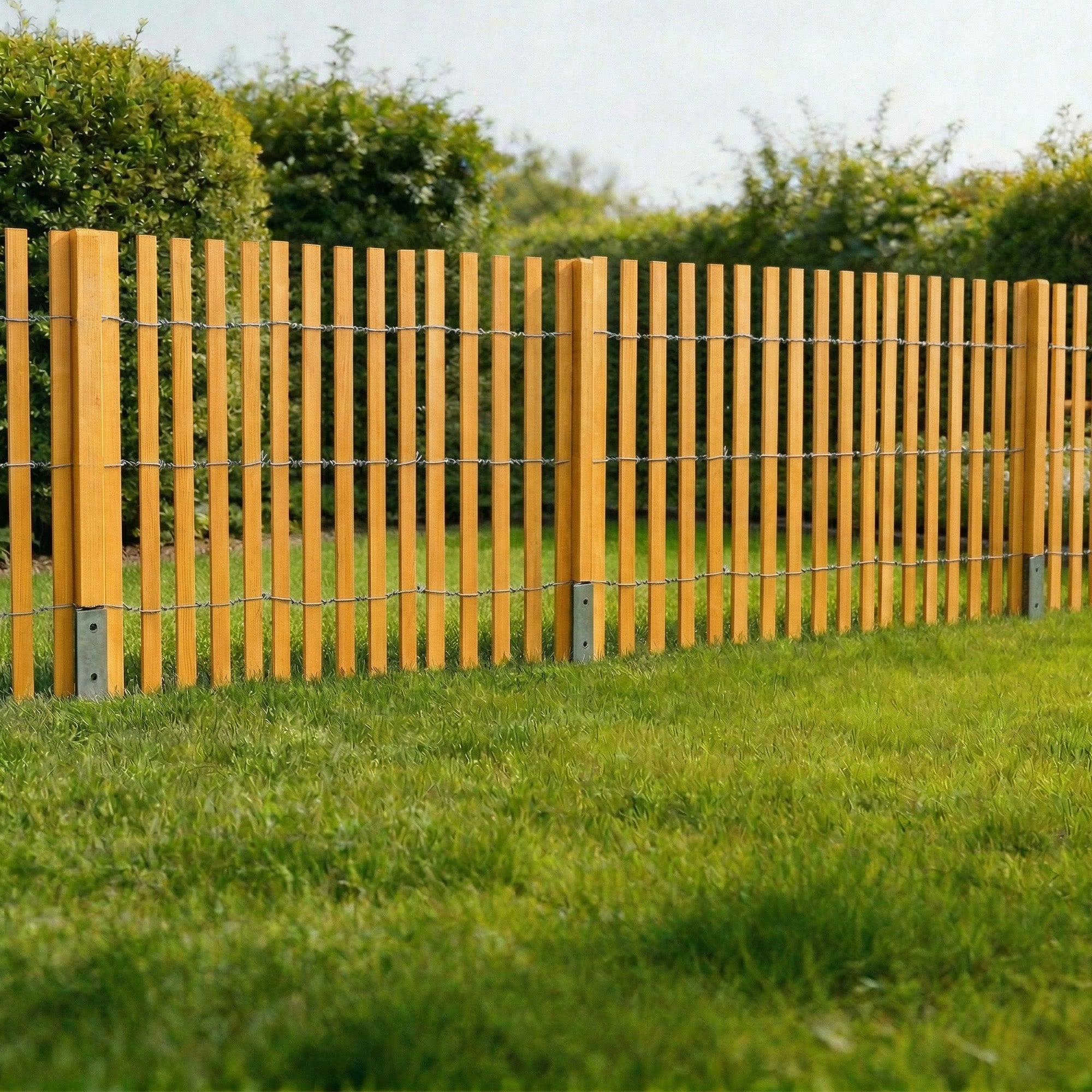 Lot de 6 Poteaux Carrés en Bois Imprégné BOGATECO - 5x5x120 cm - Pour Clôture et Jardin - 9