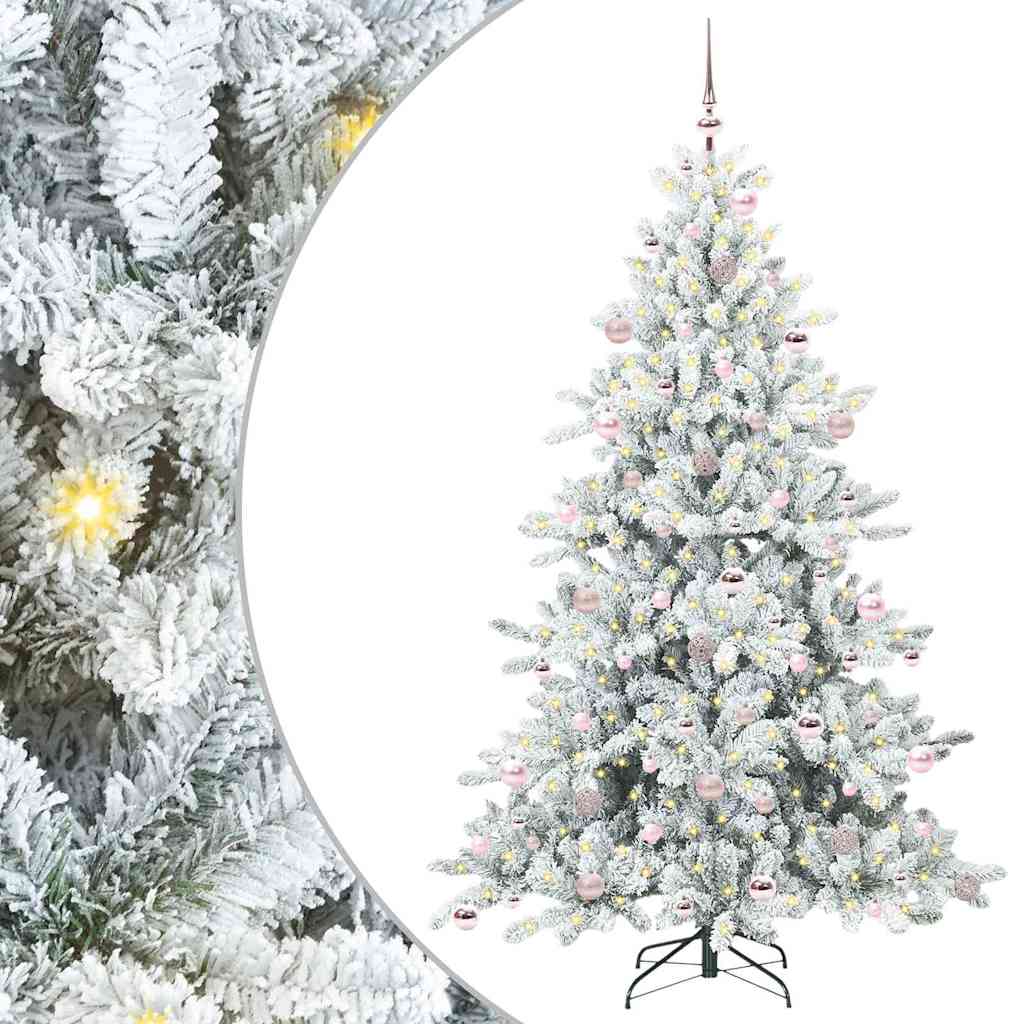 Sztuczna choinka z zawiasami z 300 diodami LED 210 cm PVC