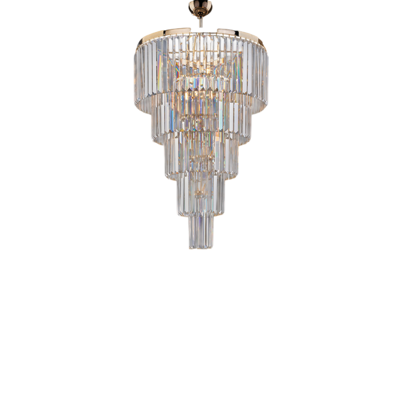 Lampa wisząca Schubert z mosiądzu i złoconego żelaza z kryształkami 7 świateł H.93 Ø50 BL272-7-OR