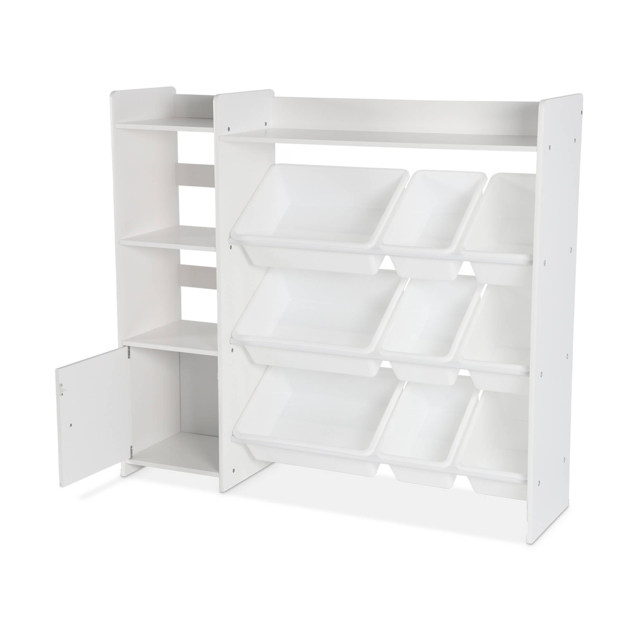 Arrumação para crianças com 9 caixas de arrumação, 4 prateleiras, 1 porta, Sora, Branco, 111.8x29.7x100 cm - 8