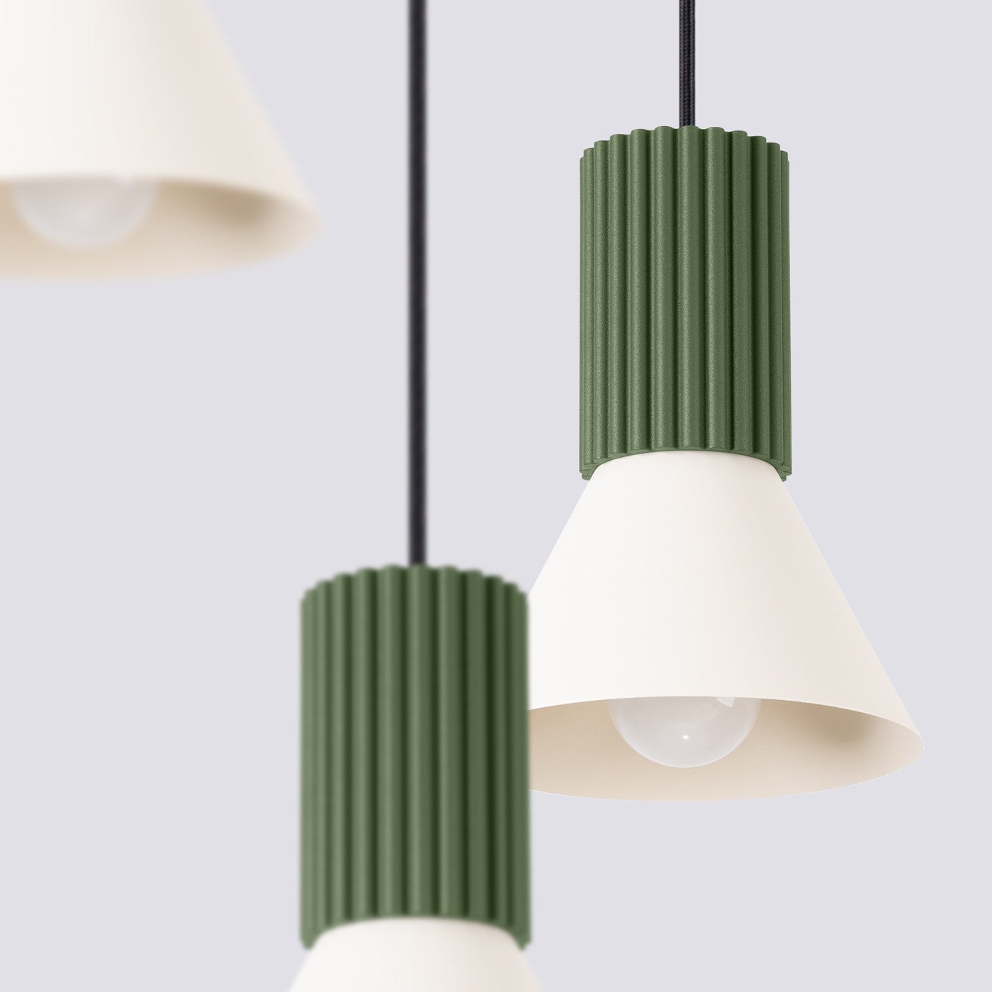Lampa sufitowa ryflowana ESTRIA zielono-beżowa 3xE14x15W metal wym:120x30x30cm IP20 Sollux Lighting - 6