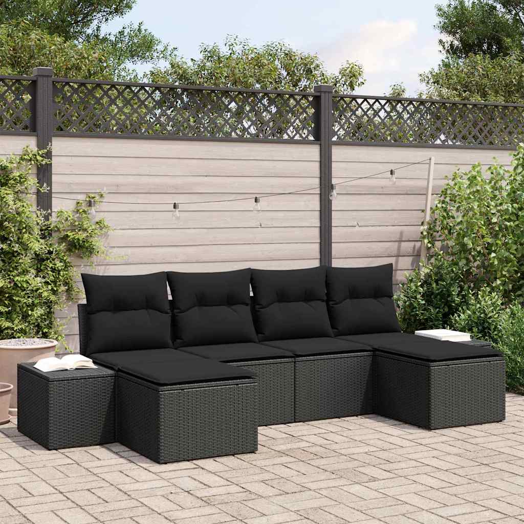 Zestaw Sof na Ogród z poduszką 4 pcs Czarny polirattan vidaXL