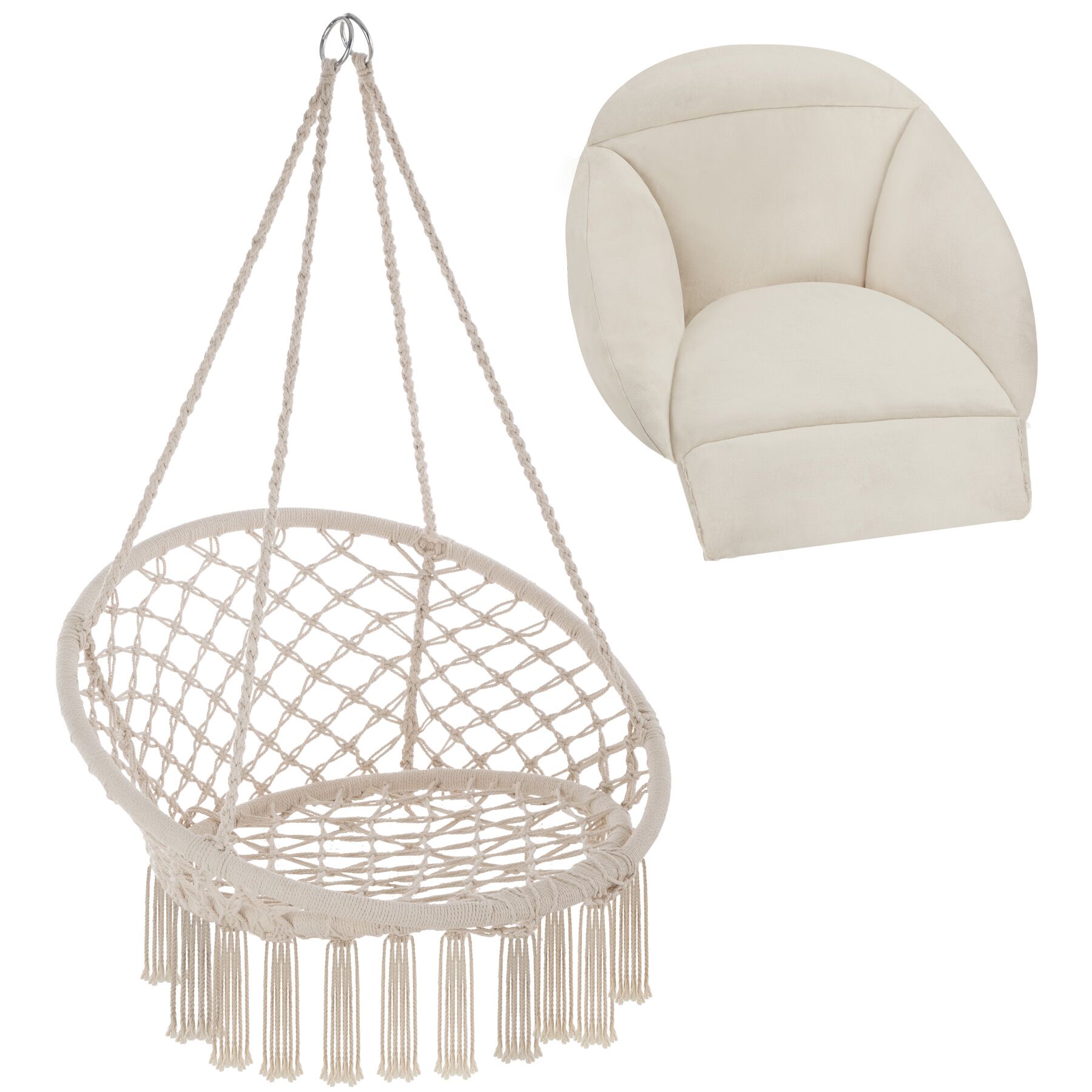 Tectake Fauteuil suspendu Samira - beige - 2